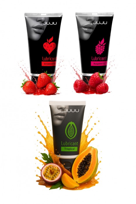 Набор из 3 съедобных лубрикантов JUJU (клубника, малина, тропические фрукты) - JuJu - купить с доставкой в Саратове