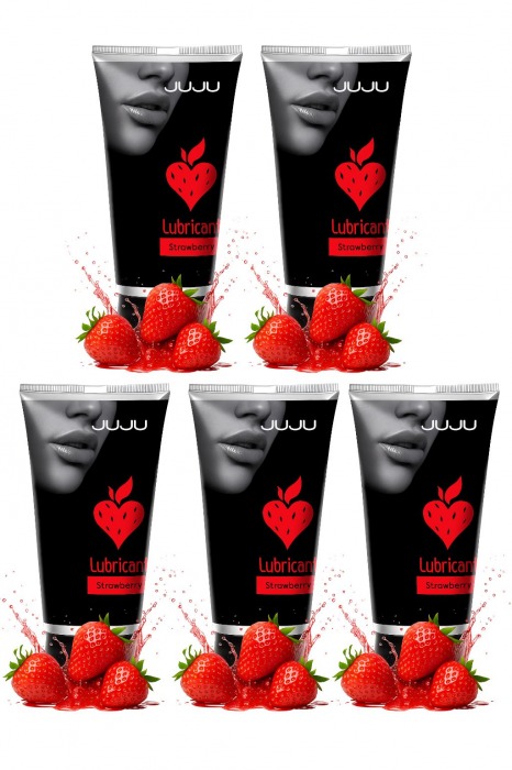 Набор из 5 съедобных лубрикантов JUJU со вкусом клубники - JuJu - купить с доставкой в Саратове