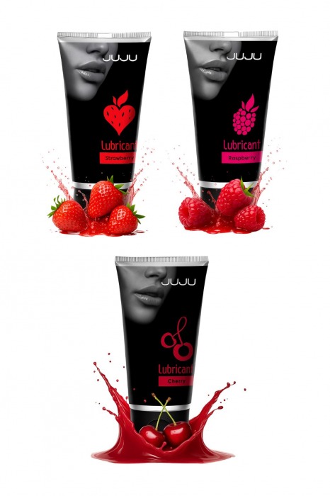 Набор из 3 съедобных лубрикантов JUJU (клубника, малина, вишня) - JuJu - купить с доставкой в Саратове