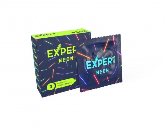 Светящиеся в темноте презервативы Expert Neon - 3 шт. - Expert - купить с доставкой в Саратове