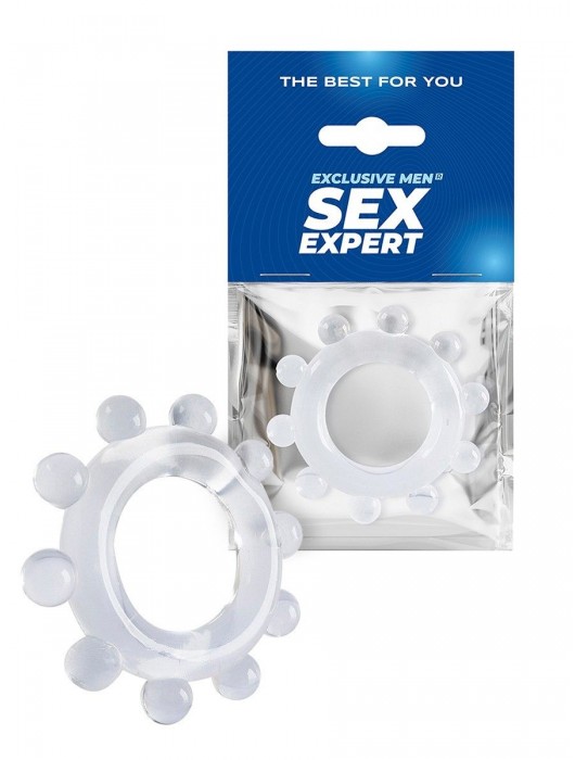 Прозрачное эрекционное кольцо со стимулирующими шариками - Sex Expert - в Саратове купить с доставкой