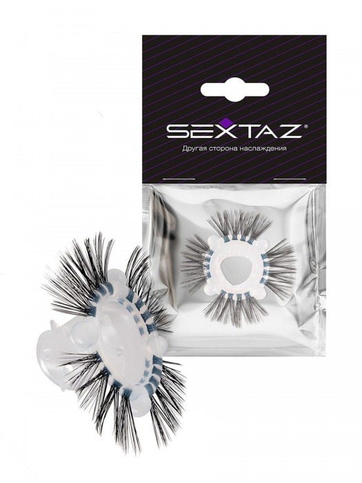 Эластичное эрекционное кольцо с черными «ресничками» - Sextaz - в Саратове купить с доставкой