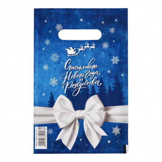 Сине-белый подарочный новогодний пакет с вырубной ручкой (20х30 см) - Сима-Ленд - купить с доставкой в Саратове