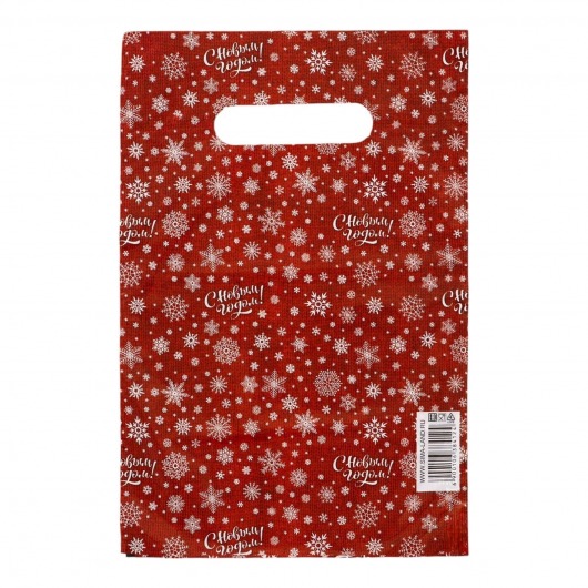 Красный подарочный новогодний пакет с вырубной ручкой (20х30 см) - Сима-Ленд - купить с доставкой в Саратове