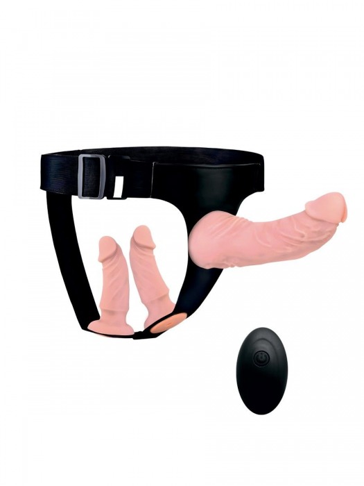 Женский страпон с 3 насадками и вибрацией - Erowoman-Eroman - купить с доставкой в Саратове
