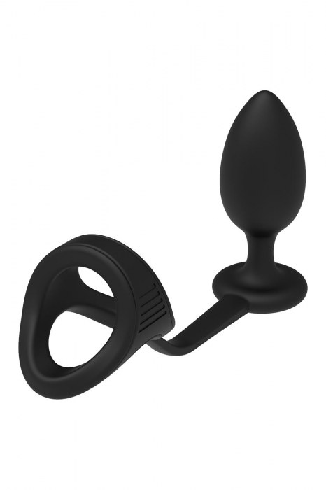 Черное эрекционное кольцо с анальной пробкой Cockstrap With Anal Plug - Dream Toys - в Саратове купить с доставкой