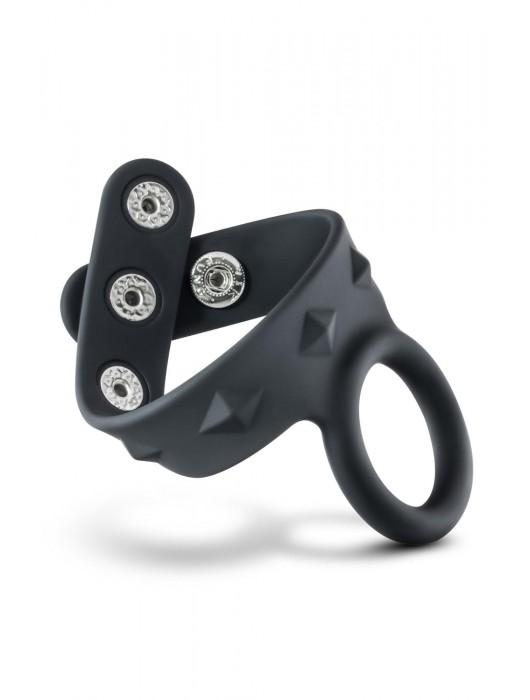 Черное эрекционное кольцо с подхватом мошонки на кнопках VS6 - Blush Novelties - в Саратове купить с доставкой