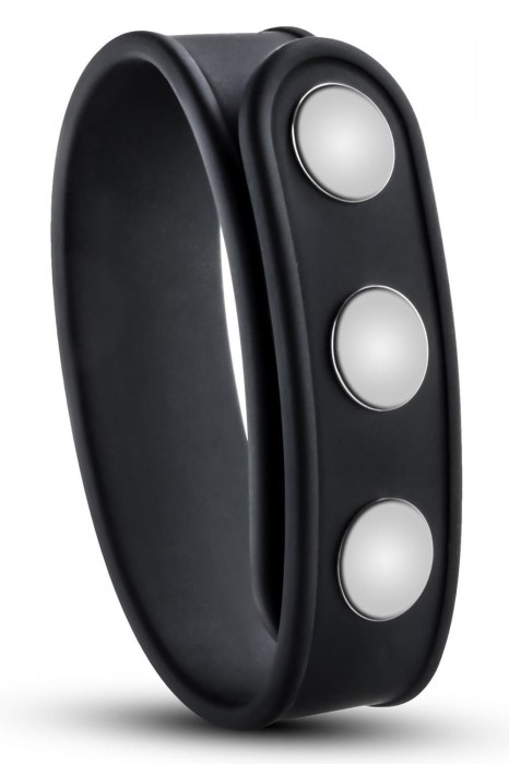 Черное эрекционное кольцо на кнопках - Blush Novelties - в Саратове купить с доставкой