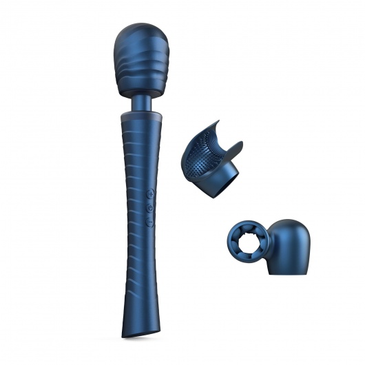 Синий вибромассажёр с насадками Man.wand Edgy - Manwan - в Саратове купить с доставкой