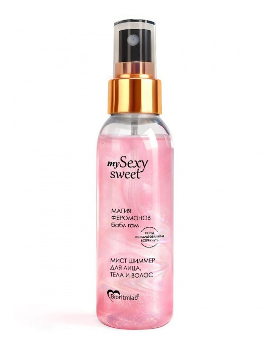 Мист для лица, тела и волос Sexy Sweet с ароматом бабл-гам, шиммером и феромонами - 95 мл. -  - Магазин феромонов в Саратове