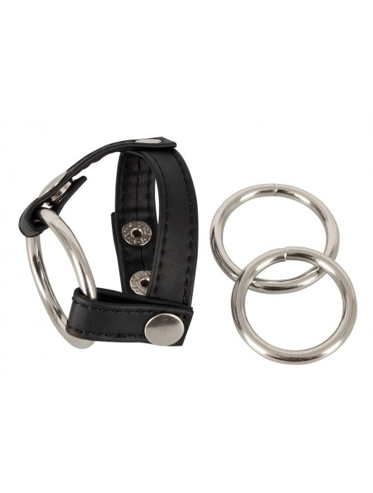 Подхват для мошонки с 3 съемными эрекционными кольцами Leder-Riemen - Orion - в Саратове купить с доставкой