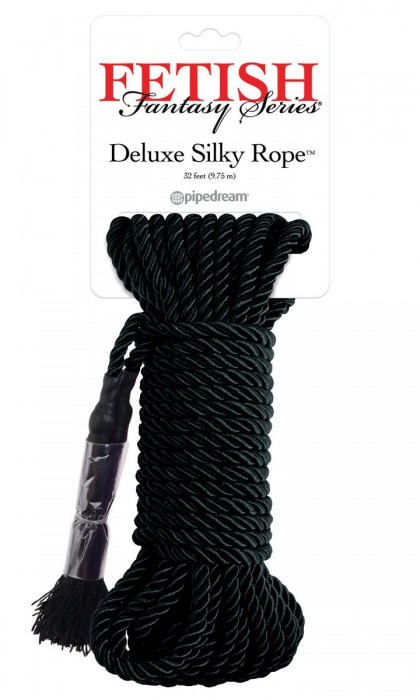 Черная веревка для фиксации Deluxe Silky Rope - 9,75 м. - Pipedream - купить с доставкой в Саратове