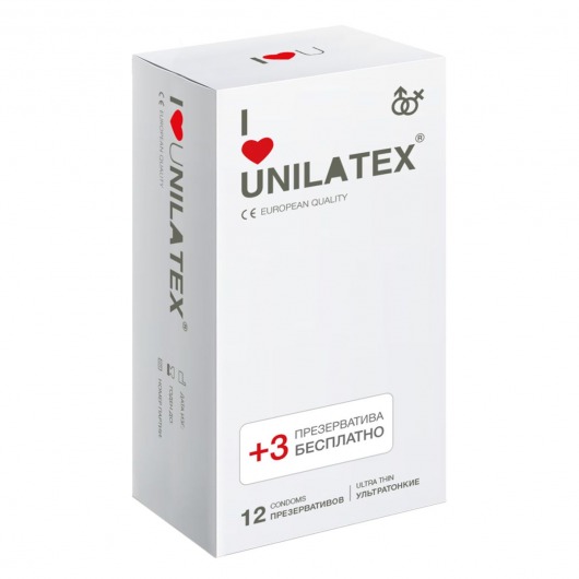 Ультратонкие презервативы Unilatex Ultra Thin - 12 шт. + 3 шт. в подарок - Unilatex - купить с доставкой в Саратове