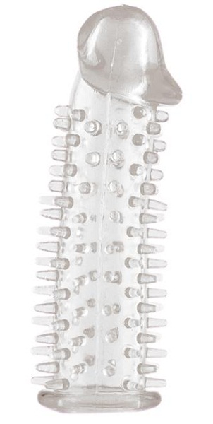 Прозрачная насадка на половой член с закрытой головкой и шипами - 12,5 см. - Toyfa Basic - в Саратове купить с доставкой