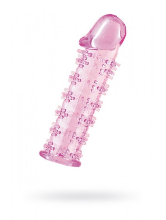 Гелевая розовая насадка на фаллос с шипами - 12 см. - Toyfa Basic - в Саратове купить с доставкой