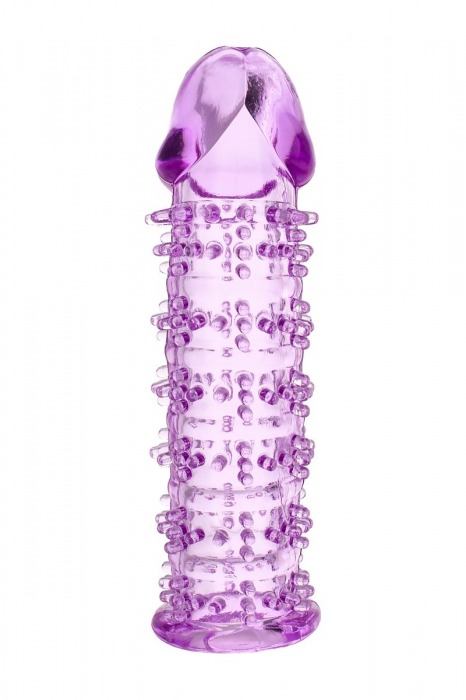 Гелевая фиолетовая насадка на фаллос с шипами - 12 см. - Toyfa Basic - в Саратове купить с доставкой
