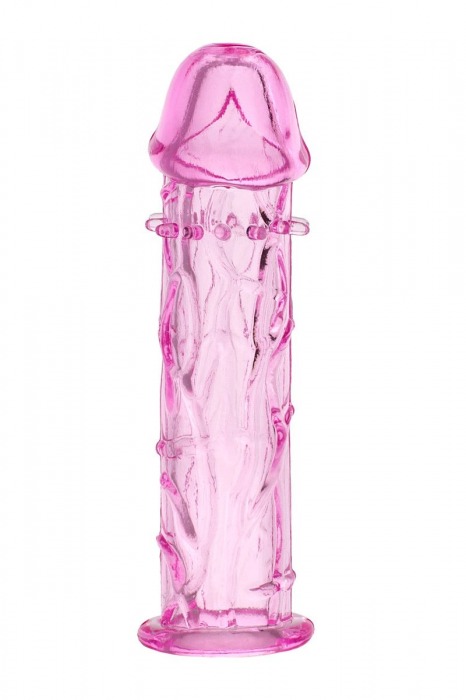 Гладкая розовая насадка с усиками под головкой - 12,5 см. - Toyfa Basic - в Саратове купить с доставкой