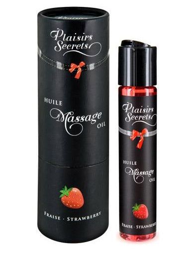 Массажное масло с ароматом клубники Huile de Massage Gourmande Fraise des Bois - 59 мл. - Plaisir Secret - купить с доставкой в Саратове