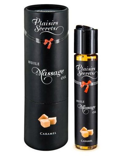 Массажное масло с ароматом карамели Huile de Massage Gourmande Caramel - 59 мл. - Plaisir Secret - купить с доставкой в Саратове