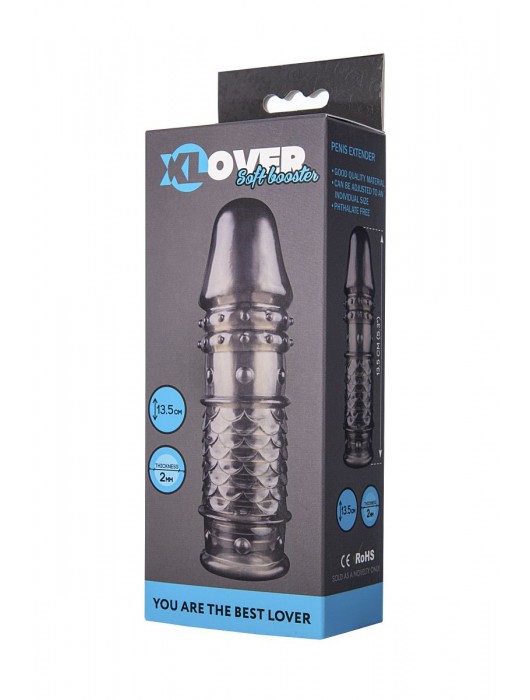 Дымчатая закрытая насадка ToyFa XLover с чешуйками и пупырышками - 13,5 см. - ToyFa - в Саратове купить с доставкой