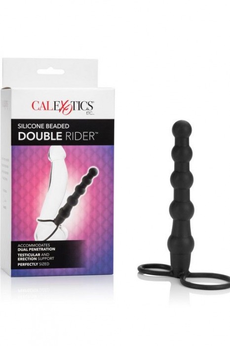 Насадка на пенис для двойного проникновения Silicone Beaded Double Rider - 14 см. - California Exotic Novelties - в Саратове купить с доставкой