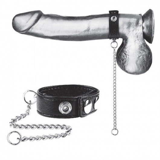 Утяжка на пенис с поводком Snap Cock Ring With 12  Leash - BlueLine - купить с доставкой в Саратове