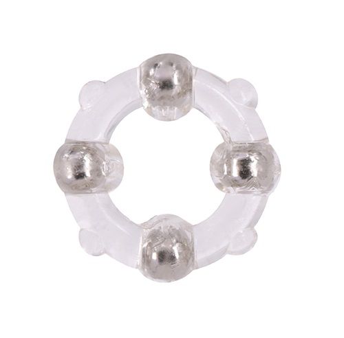 Эрекционное кольцо с 4 бусинами MENZSTUFF STUD RING CLEAR - Dream Toys - в Саратове купить с доставкой