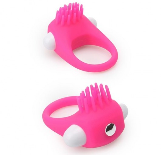 Розовое эрекционное кольцо с щеточкой LIT-UP SILICONE STIMU RING 5 - Dream Toys - в Саратове купить с доставкой