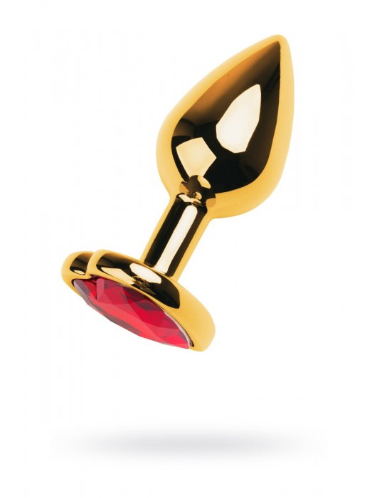 Золотистая анальная пробка с кристаллом-сердцем - 7,5 см. - ToyFa - купить с доставкой в Саратове