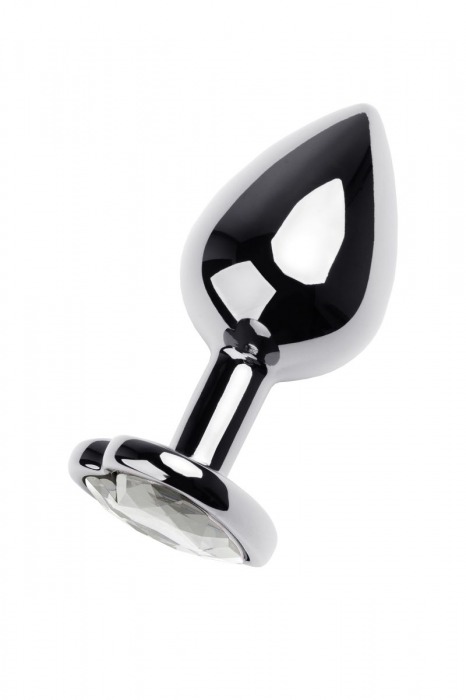 Серебристая анальная пробка с прозрачным кристаллом-сердцем - 8 см. - ToyFa - купить с доставкой в Саратове