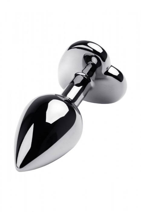 Серебристая анальная пробка с прозрачным кристаллом-сердцем - 8 см. - ToyFa - купить с доставкой в Саратове