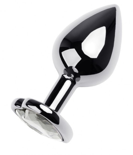 Серебристая анальная пробка с прозрачным кристаллом-сердцем - 8 см. - ToyFa - купить с доставкой в Саратове