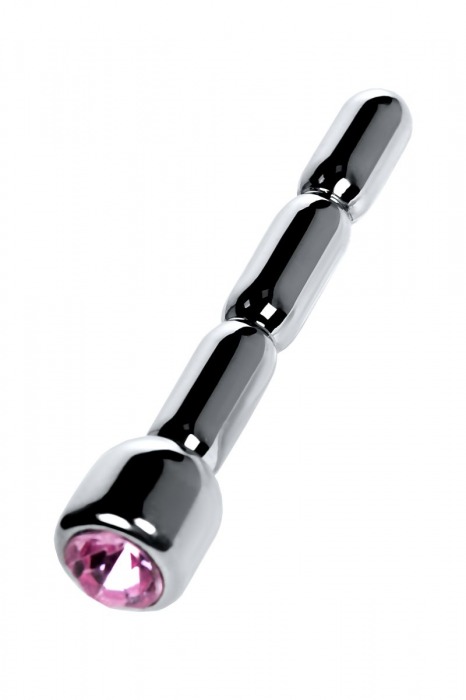Серебристый уретральный плаг со стразом - 7 см. - ToyFa - купить с доставкой в Саратове