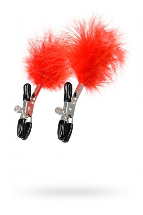 Зажимы для сосков с красным пухом Theatre - ToyFa - купить с доставкой в Саратове