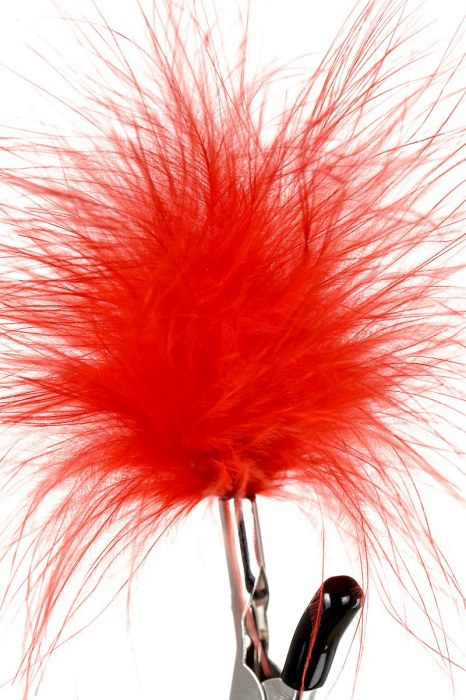 Зажимы для сосков с красным пухом Theatre - ToyFa - купить с доставкой в Саратове