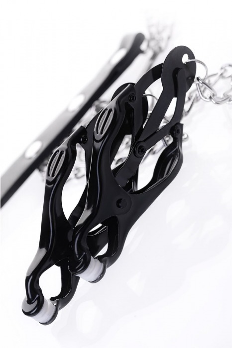 Черно-серебристые зажимы для сосков с кольцом для пениса TOYFA Metal - ToyFa - купить с доставкой в Саратове