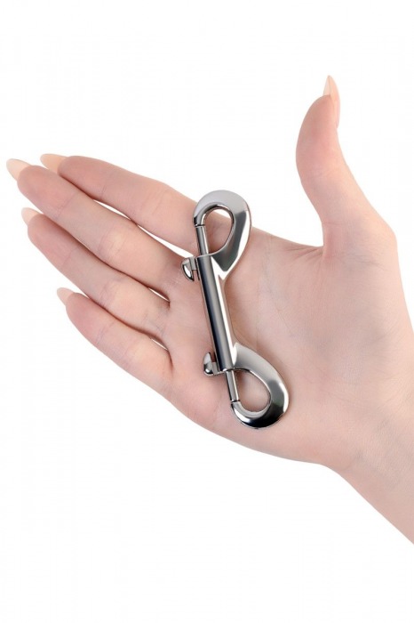 Серебристый двухсторонний карабин TOYFA Metal - ToyFa - купить с доставкой в Саратове